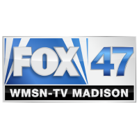 Blue, silver and black logo that says "Fox 47 WMSN-TV Madison"