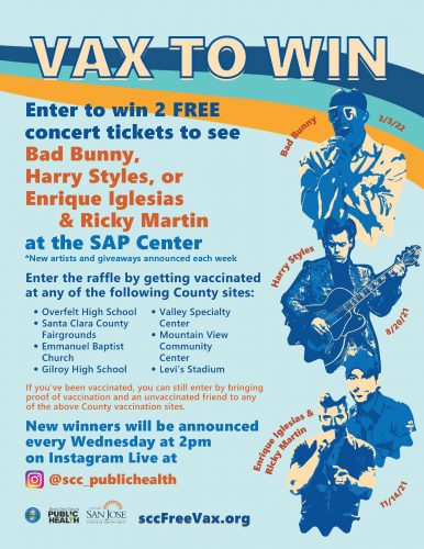 Vax to Win Flyer Enter to win 2 Free Tix more info at sccfreevax.org